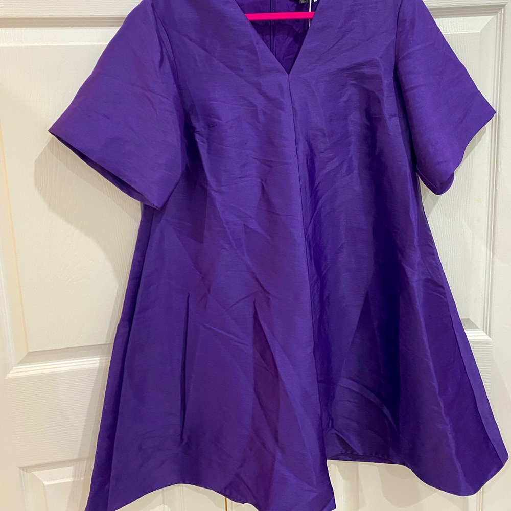 COS purple short sleeve V-neck dress NWT